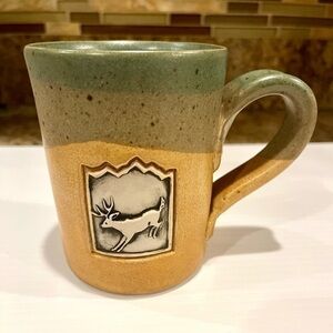 Cold Mountain Pottery Mug Embossed Deer Pattern